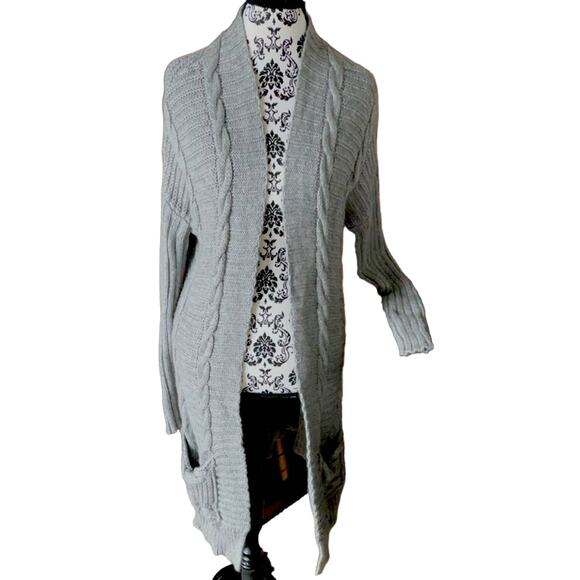Autumn Cashmere Grey Mixed Knit Maxi Cardigan Sweater Small - Picture 1 of 8